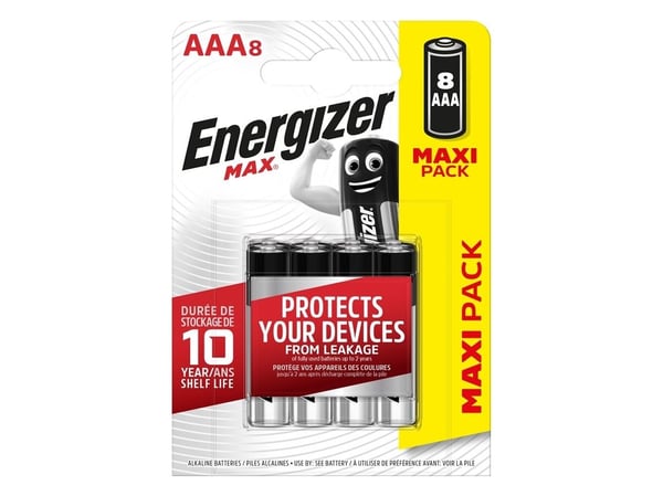 Energizer MAX AAA, Kertakäyttöinen akku, AAA, Alkali, 1,5 V, 8 kpl, Cd (kadmium), Hg (elohopea)