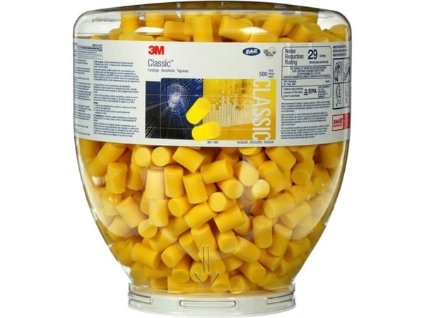 3M E-A-R Classic Earplugs, Refill Bottle, PD-01-001, Gjenbrukbar øreplugg, In-ear, Gult, Trådløs, 31 dB, Polyvinylklorid (PVC)