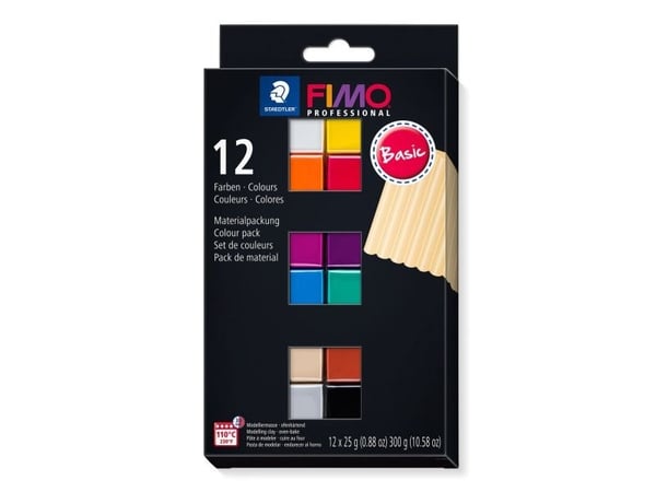 Staedtler FIMO 8043 C, Modelleringsleire, Svart, Blå, Sjampagne, Grønn, Grå, Fiolblå, Oransje, Rød, Terracotta, Fiolett, Hvit, Gult, 12 stykker, 12...
