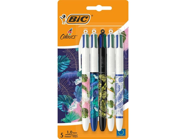 BIC meddelandepenna, 4 färger, botanical ast, 5 st i blister