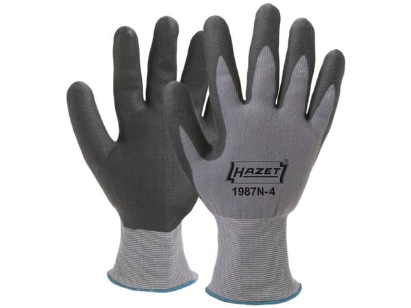 HAZET 1987N-4, Verkstedhansker, Grå, Workshop, Unisex, 1 stykker, Bomull, Polyester