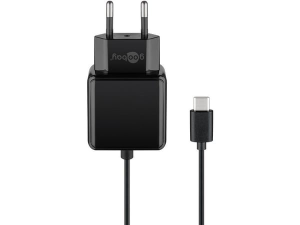 goobay - Strømadapter - 15 watt - 3 A (USB-C) - på kabel: USB-C - svart