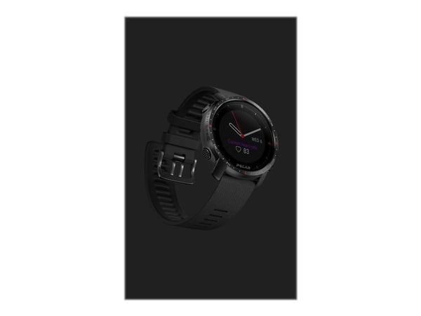 Polar Grit X Pro - Svart DLC - sportsur med bånd - FKM fluoroelastomer - svart - båndbredde: M/L - display 1.2" - Bluetooth - 47 g