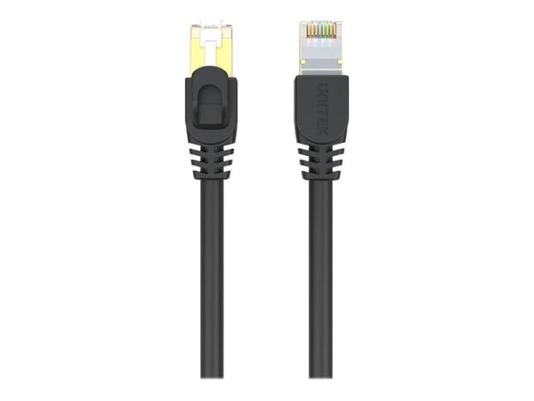 Unitek - Koblingskabel - RJ-45 (hann) til RJ-45 (hann) - 6.8 mm - skjermet, beskyttet tvunnet parkabel (STTP) - CAT 7 - uten hindringer - svart