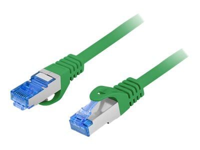 Lanberg - Koblingskabel - RJ-45 (hann) til RJ-45 (hann) - S/FTP - CAT 6a - formstøpt, uten hindringer - grønn, RAL 6024