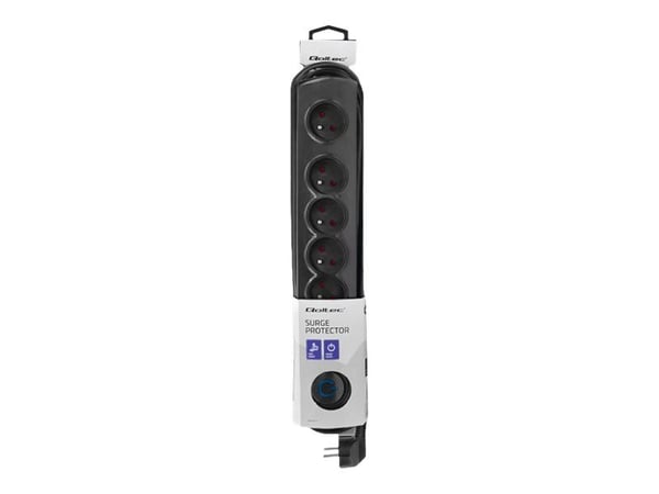 Qoltec Quick Switch - Overspenningsavleder - AC 230 V - 3680 watt - utgangskontakter: 6 - 5 m kabel - svart