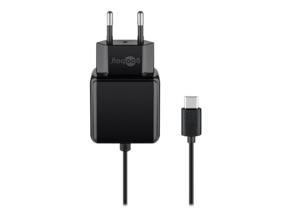 goobay - Strømadapter - 15 watt - 3 A (USB-C) - på kabel: USB-C - svart
