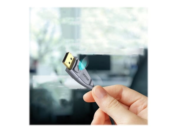 Unitek Ultrapro C1617GY - DisplayPort-kabel - DisplayPort (hann) låst til DisplayPort (hann) låst - DisplayPort 1.4 - 15 m - Active Optical Cable (...