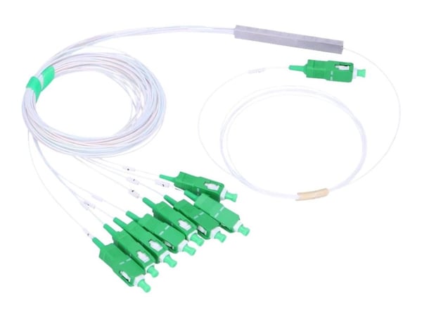 Extralink 1:16 PLC SPLITTER SC/APC 900UM 1.5M STEEL BOX, Kaapelin jakaja, Läpinäkyvä, Lasikuitu, Terästä, Uros, Kupla