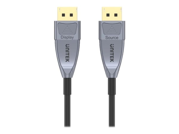Unitek Ultrapro C1617GY - DisplayPort-kabel - DisplayPort (hann) låst til DisplayPort (hann) låst - DisplayPort 1.4 - 15 m - Active Optical Cable (...