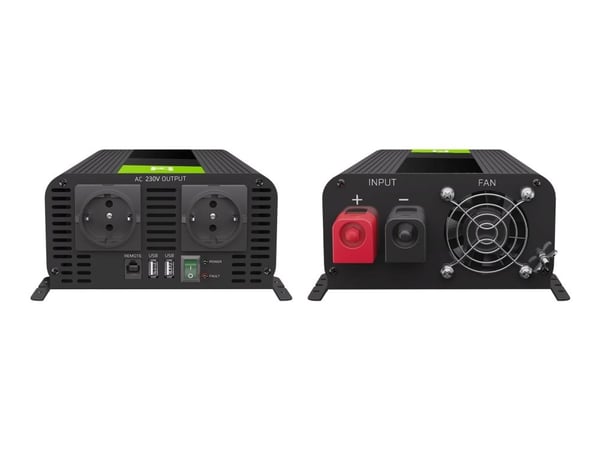 Green Cell PRO - DC til AC-omformer - DC 12 V - 2000 Watt - utgangskontakter: 2 - svart