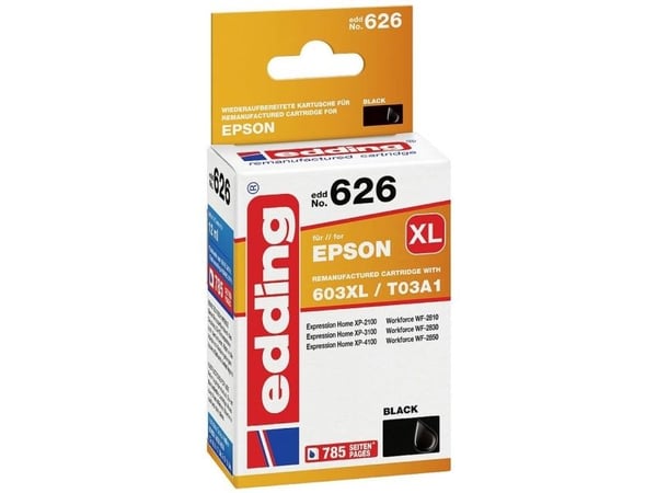 Edding EDD-626, Høyt (XL) utbytte, Sort, 12 ml, 1 stykker, 785 sider, Multipakke