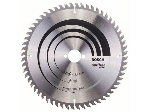 Bosch Optiline Wood - Sirkelformet sagblad - for tre - 250 mm - 60 tenner