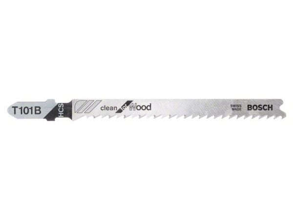 Bosch clean for Wood T 101 B - Stikksagblad - for kartong, kryssfinér, fiberplate, bløtt tre, epoksy, ikke-slipende trematerialer - 3 deler - T-ska...