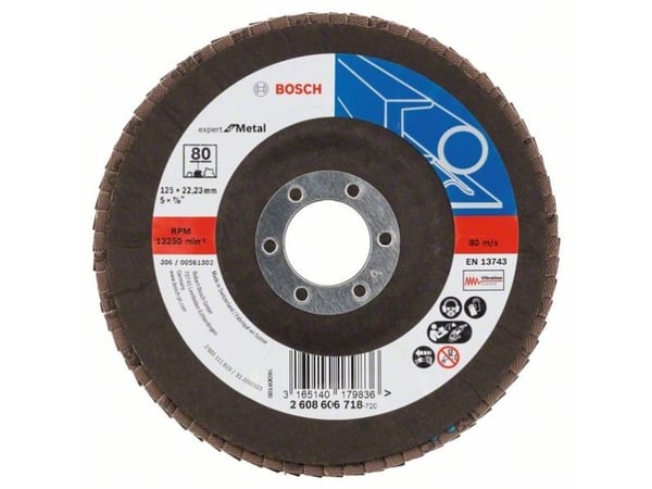 Bosch Expert for Metal X551 - Klaffplate - for aluminium, ikke-jernholdig metall, støpejern, mild steel, carbon steel - 125 mm - X-LOCK - grovkorn: 80