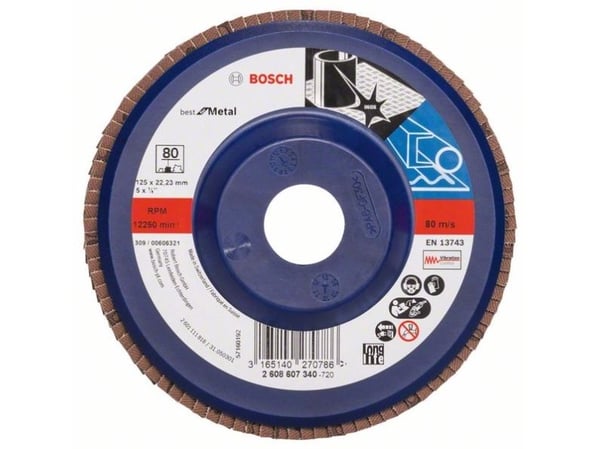 Bosch tillbehör 2608607340 X571 lamellslipskiva Ø125 mm – hål Ø22,23 mm – korn 80 – stål – 1 st