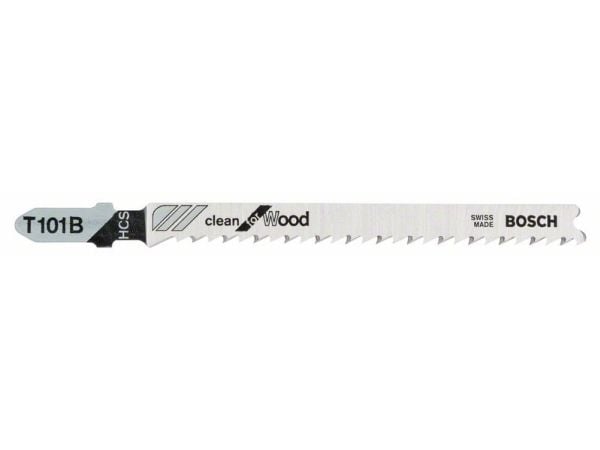 Bosch clean for Wood T 101 B - Sagblad - for bløtt tre, kartong, kryssfinér, plast, epoksy - 5 deler - lengde: 100 mm