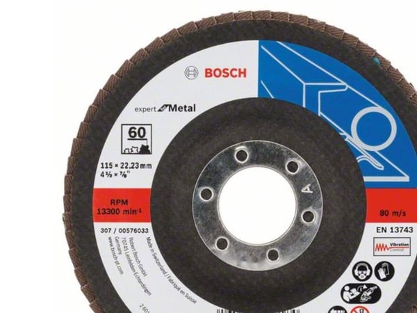 Bosch tillbehör 2608606753 lamellslipskiva, diameter 115 mm, håldiameter 22,33 mm, kornstorlek 60, stål, 1 st.