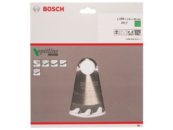 Bosch RUNDSAVKLINGE OPTILINE 190X2,6X30MM 24T 24T
