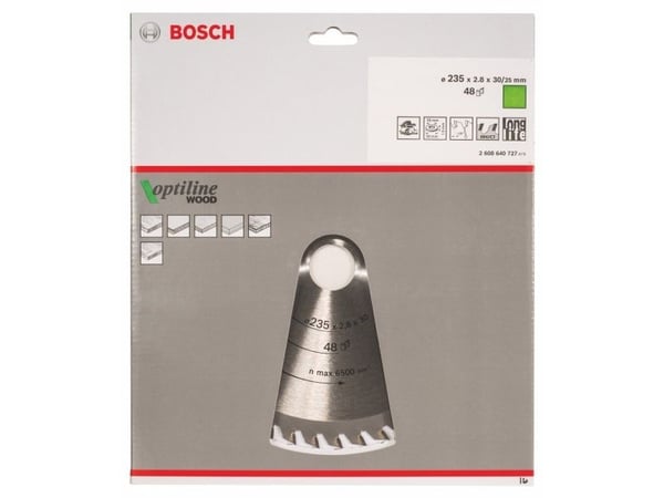 Bosch Optiline Wood - Sirkelformet sagblad - for tre - 235 mm - 48 tenner