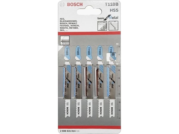 Bosch basic for Metal T 118 B - Sahanterä - metallilevyille - 5 kpl - pituus: 92 mm