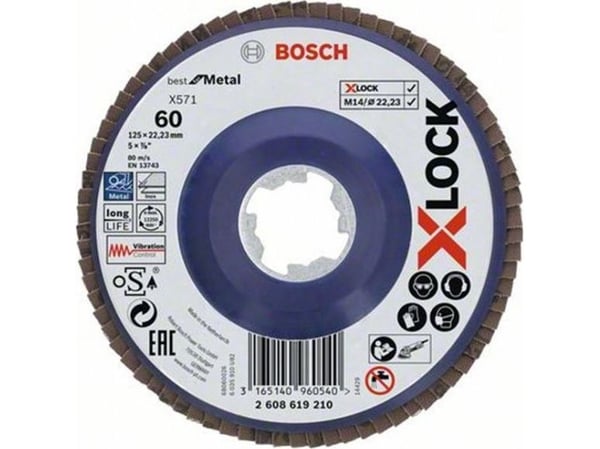 Bosch Best for Metal X571 - Klaffplate - for metall, rustfritt stål - 125 mm - X-LOCK - M14 - rund - grovkorn: 40