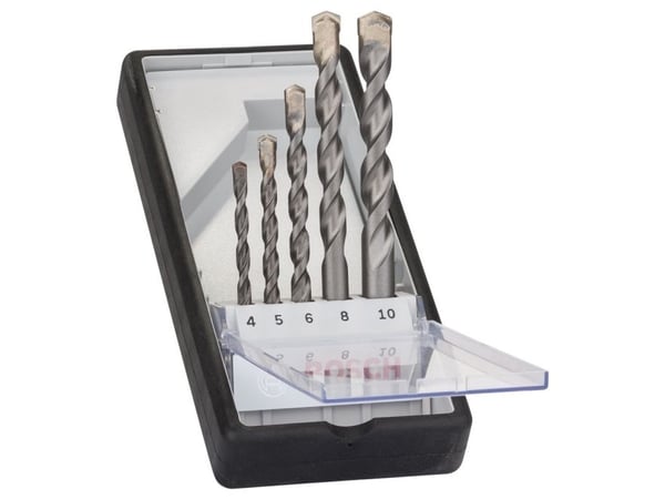Bosch Robust Line CYL-3 Silver Percussion - Borsett - for betong, murverk - bor - 5 deler - 5 mm, 6 mm, 8 mm, 10 mm, 4 mm - lengde: 75 mm, 85 mm, 1...