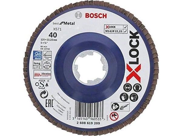 Bosch Best for Metal X571 - Klaffplate - for metall, rustfritt stål - 125 mm - X-LOCK - M14 - rund - grovkorn: 40