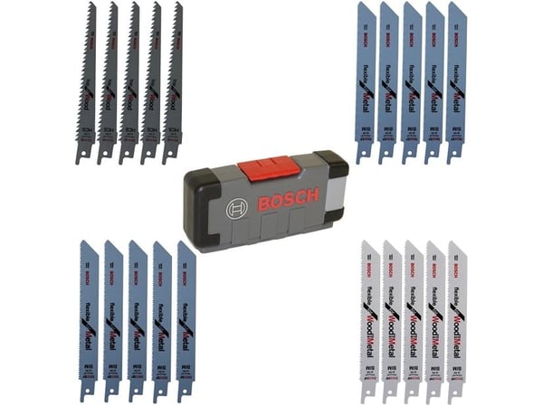 Bosch 2 607 010 902, Puukkosahanterä, Metalli, Puu, Valkoinen, Sininen, 20 kpl