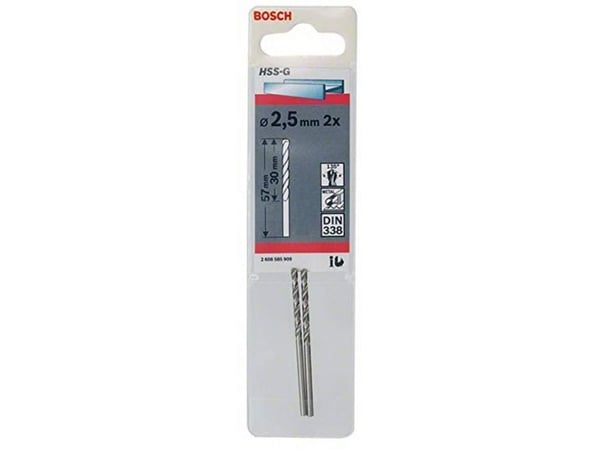 Bosch HSS-G - Bor - bor - 2 deler - 2.5 mm - cylindrical - lengde: 57 mm