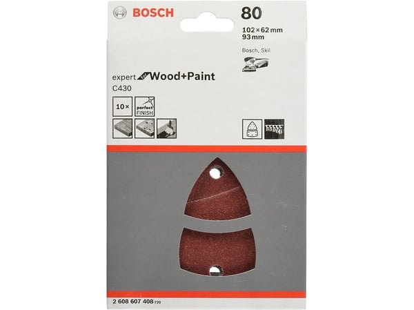 Bosch Expert for Wood+Paint C430 - Slipeark - 10 deler - delta - grovkorn: 80