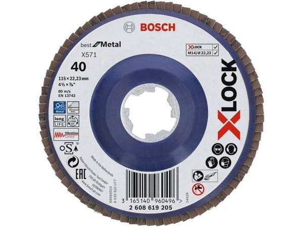 Bosch Best for Metal X571 - Klaffplate - for metall - 115 mm - X-LOCK - grovkorn: K40