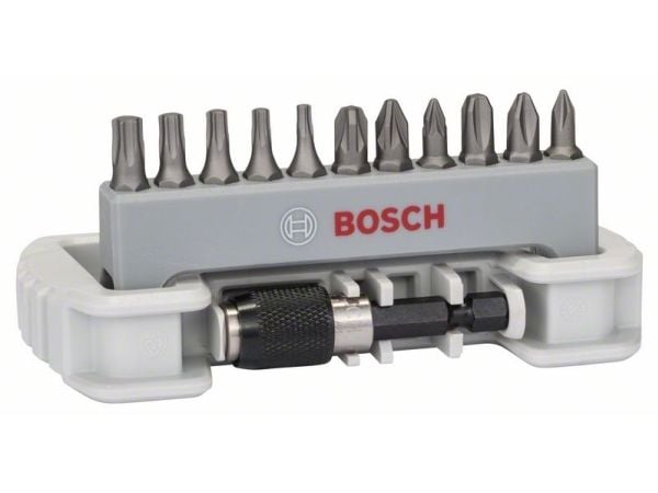Bosch Extra Hard - Spissett for skrutrekker - 12 deler - torx, phillips, pozidriv - sekspunkters - lengde: 25 mm