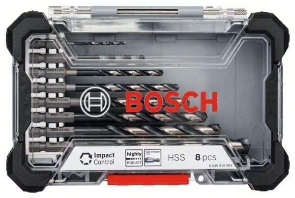 Bosch Impact Control - Borsett - bor - 8 deler - H8 - heksagonal
