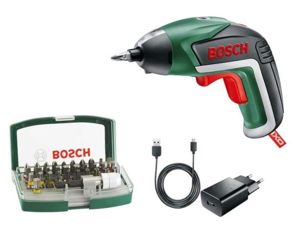 Bosch IXO 5 batteriskrutrekker, med 32-biters sett (grønn/svart, Li-ion 1,5Ah 3,6V)