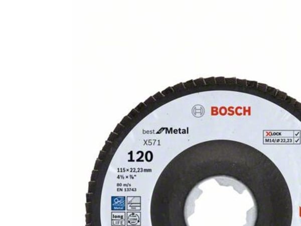 Bosch Best for Metal X571 - Klaffplate - for rustfritt stål, mild steel - 115 mm - X-LOCK - M14 - rund - grovkorn: 120