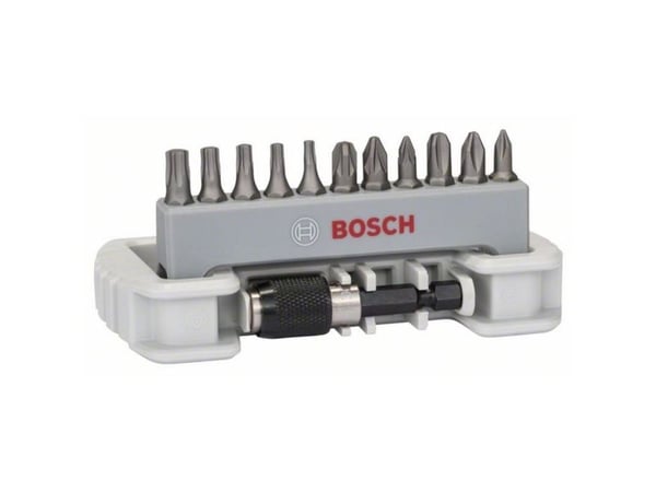 Bosch Extra Hard - Spissett for skrutrekker - 12 deler - torx, phillips, pozidriv - sekspunkters - lengde: 25 mm