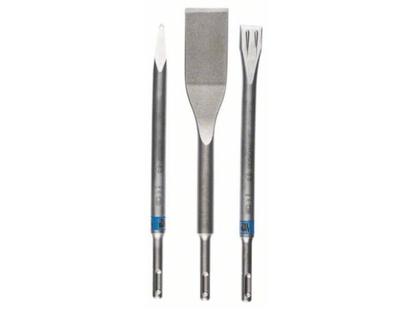 Bosch - Meiselsett - for betong, flis, forsterket betong, murstein - flat, spiss, spade - 3 deler - SDS-plus - lengde: 260 mm, 250 mm