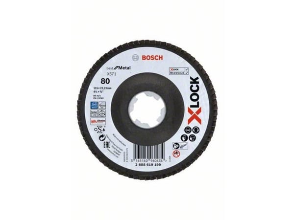 Bosch Accessories slipskiva i metall diameter 115 mm kornstorlek 80 1 st 2608619199