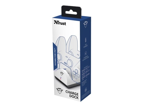 Trust GXT 254 - Ladestativ - 2 utgangskontakter (USB-C) - hvit - for Sony DualSense