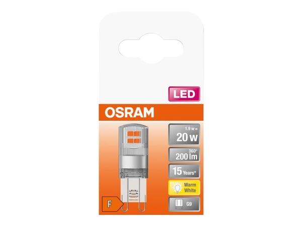 OSRAM LED STAR - LED-lyspære - klar finish - G9 - 1.9 W (ekvivalent 20 W) - klasse F - varmt hvitt lys - 2700 K