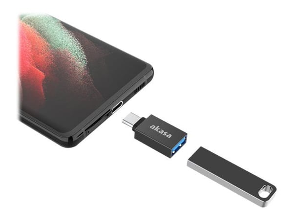 Akasa - USB-sovitin - USB-C (han) til USB Type A (hun) - USB 3.2 Gen 2 - 5 V - 3 A - sort (pakke med 2)
