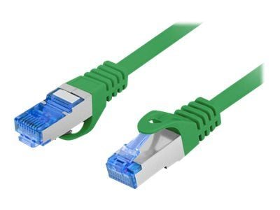 Lanberg - Koblingskabel - RJ-45 (hann) til RJ-45 (hann) - S/FTP - CAT 6a - formstøpt, uten hindringer - grønn, RAL 6024