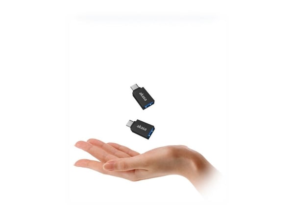 Akasa - USB-sovitin - USB-C (han) til USB Type A (hun) - USB 3.2 Gen 2 - 5 V - 3 A - sort (pakke med 2)