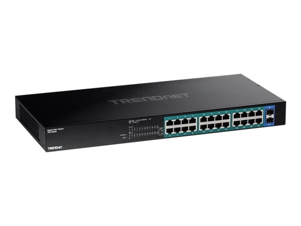 TRENDnet TPE TG262 - Switch - 24 x 10/100/1000 (PoE+) + 2 x SFP - rackmonterbar - PoE+ (380 W) - TAA-samsvar