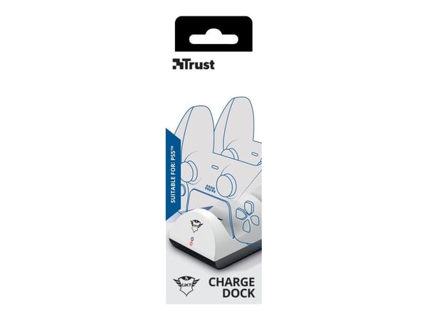 Trust GXT 254 - Ladestativ - 2 utgangskontakter (USB-C) - hvit - for Sony DualSense