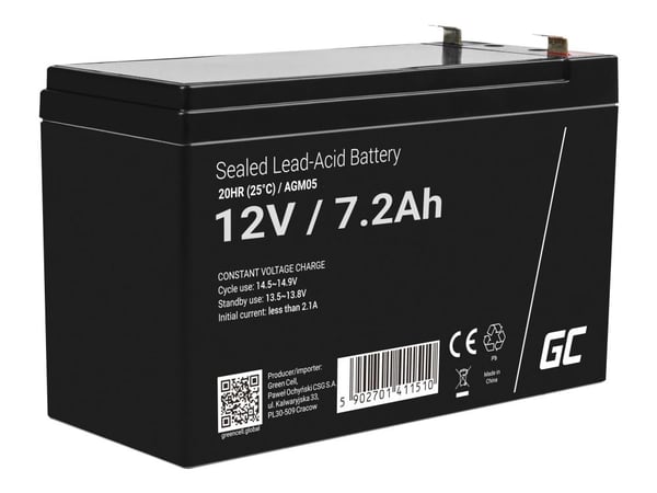 Green Cell - UPS-batteri - 1 x batteri - Förseglat med blysyra (SLA) - 7.2 Ah - svart