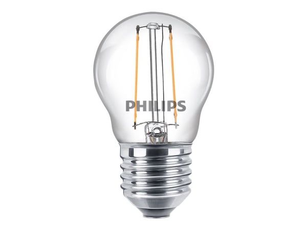 Philips - LED-filamentlyspære - form: P45 - klar finish - E27 - 2 W (ekvivalent 25 W) - klasse E - varmt hvitt lys - 2700 K (en pakke 2)