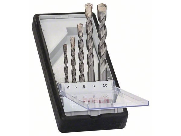 Bosch Robust Line CYL-3 Silver Percussion - Borsett - for betong, murverk - bor - 5 deler - 5 mm, 6 mm, 8 mm, 10 mm, 4 mm - lengde: 75 mm, 85 mm, 1...