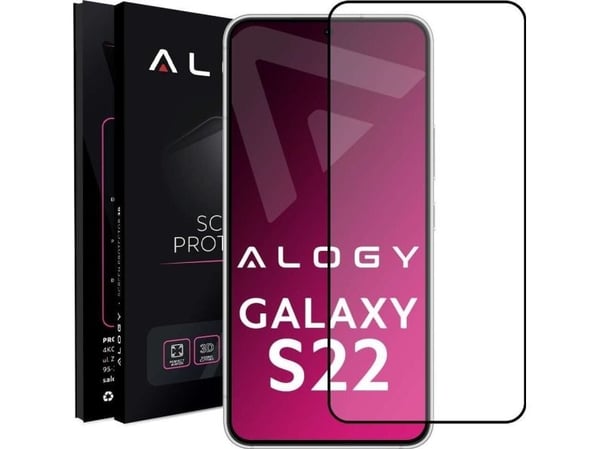 Alogy Tempered glass for Alogy Full Glue case friendly for Samsung Galaxy S22 Black